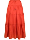 Staud Sea Banded Cotton-blend Skirt In Red