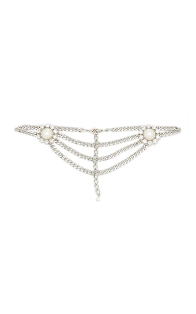 Alessandra Rich Crystal Chain Belt In Silver