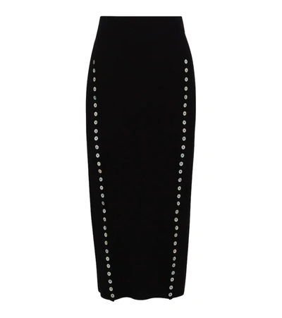 Altuzarra Marilla Button-embellished Ribbed-knit Midi Skirt In Black