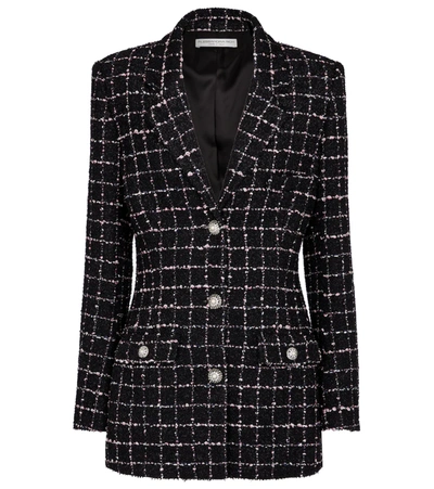 Alessandra Rich Checked Tweed Boucle Single Breasted Jacket In Black