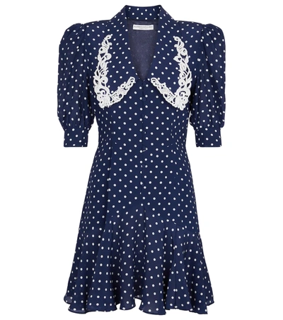 Alessandra Rich Button-embellished Ruffled Polka-dot Silk Midi Dress In ...