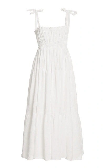 Faithfull The Brand + Net Sustain Bellamy Tie-detailed Tiered Linen Midi Dress In White