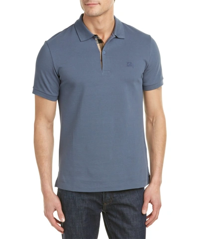 Burberry Check Placket Pique Polo Shirt' In Blue | ModeSens