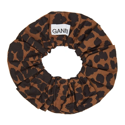 Ganni Pattern Poplin Scrunchie In Toffee