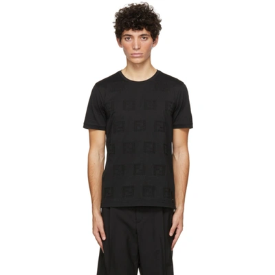 Fendi Mens Nero Brand-embroidered Cotton-jersey T-shirt S In Black