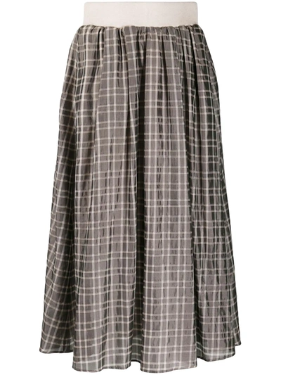Peserico Pleated Skirt In Grey And Beige In Neutrals