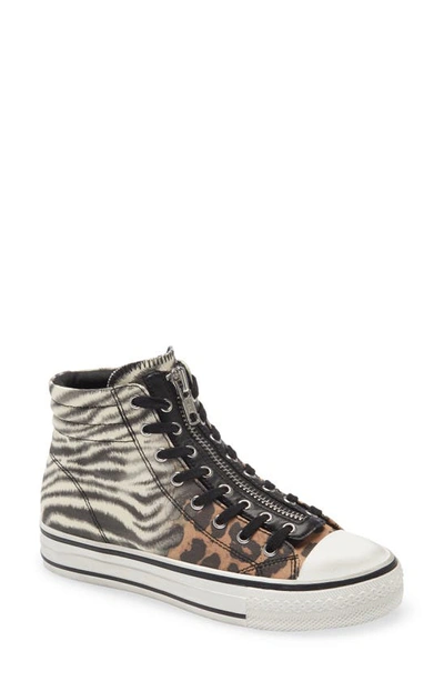 Ash Grunt Animal Ptint Sneakers In Cheetah/ Zebra/ Black Canvas