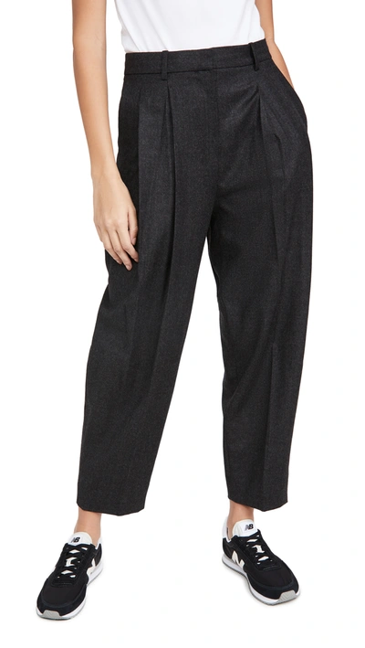 Theory Pleat Carrot Pants In Dark Charcoal Multi