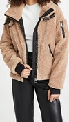 Sam Bailey Hooded Fleece Puffer Coat In Beige