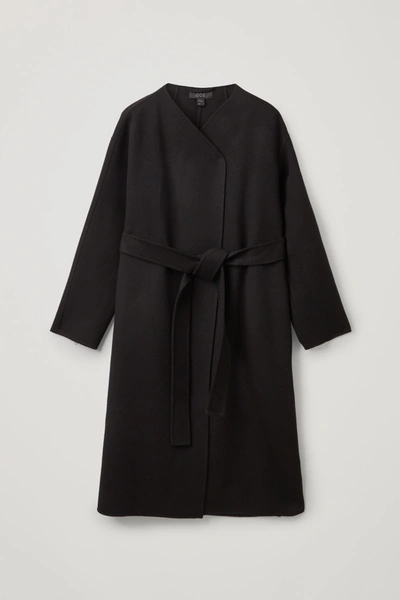 Cos Belted Wool-cashmere Coat In Black