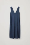 Cos V-neck Organic Cotton Dress In Blue