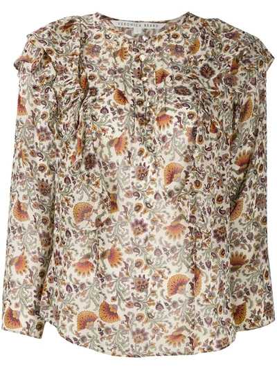 Veronica Beard Aneri Ruffled Printed Silk-georgette Blouse In Multicoloured