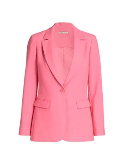 Alice And Olivia Zora Macey Notch Collar Fitted Blazer In Bright Rose