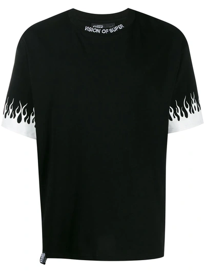 Vision Of Super Black T-shirt With White Flames