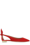 Aquazzura Bow Tie Suede Ballerinas In Red