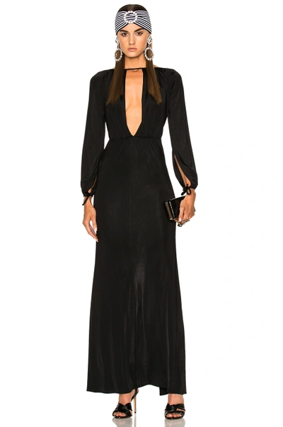 Alessandra Rich Jersey Deep V Gown In Black