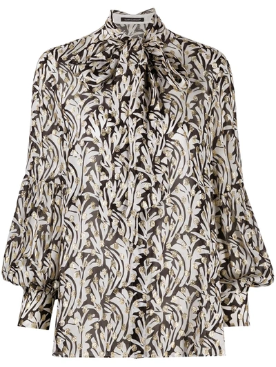 Luisa Cerano Glitter-emebellished Abstract Print Blouse In White