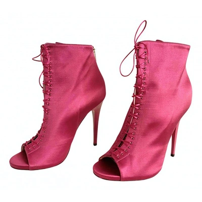 Pre-owned Jimmy Choo Cloth Open Toe Boots In Pink