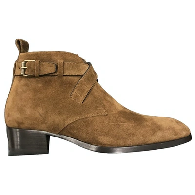 Pre-owned Saint Laurent Wyatt Camel Suede Boots