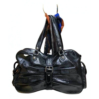 Pre-owned Moschino Cheap And Chic Patent Leather Bowling Bag In Black