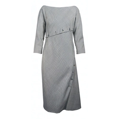 Pre-owned Alexander Mcqueen Wool Mid-length Dress In Grey