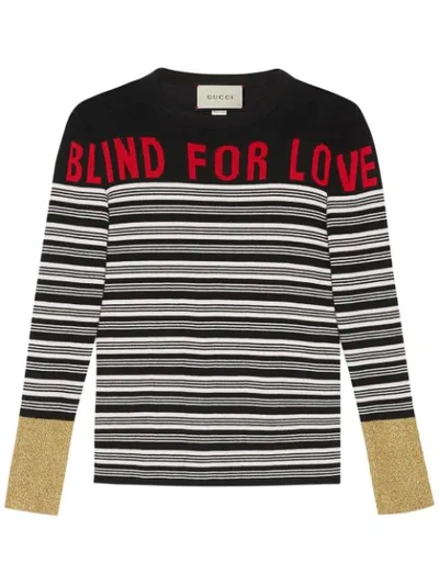 Gucci Blind For Love Striped Knit Top, Multicolor In Black, White