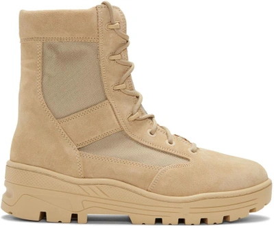 Yeezy Suede & Techno Canvas Lace- Up Boots In Brown