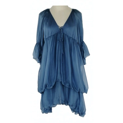 Pre-owned Stella Mccartney Silk Mid-length Dress In Blue