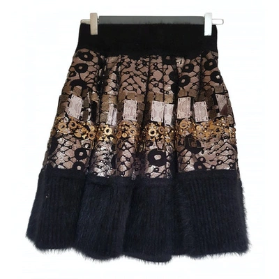 Pre-owned Diane Von Furstenberg Wool Mid-length Skirt In Black