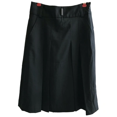 Pre-owned Elie Tahari Wool Mid-length Skirt In Black