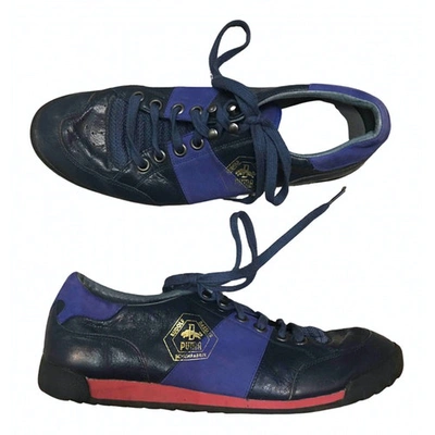 Pre-owned Puma Leather Low Trainers In Blue