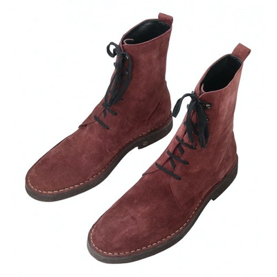 Pre-owned Ann Demeulemeester Burgundy Suede Boots