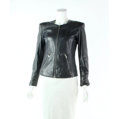 Pre-owned Theyskens' Theory Leather Jacket In Navy
