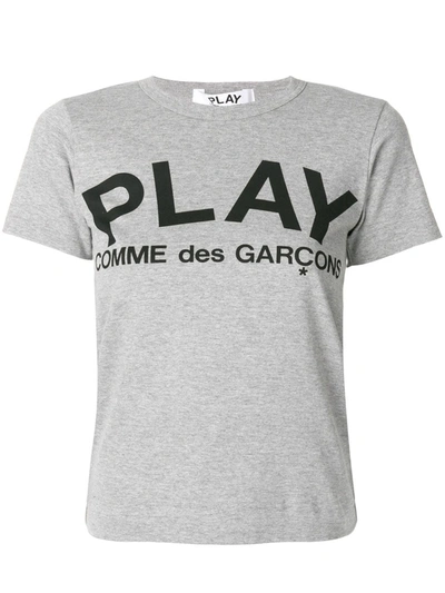Comme Des Garçons Play Logo Print T-shirt In Gray