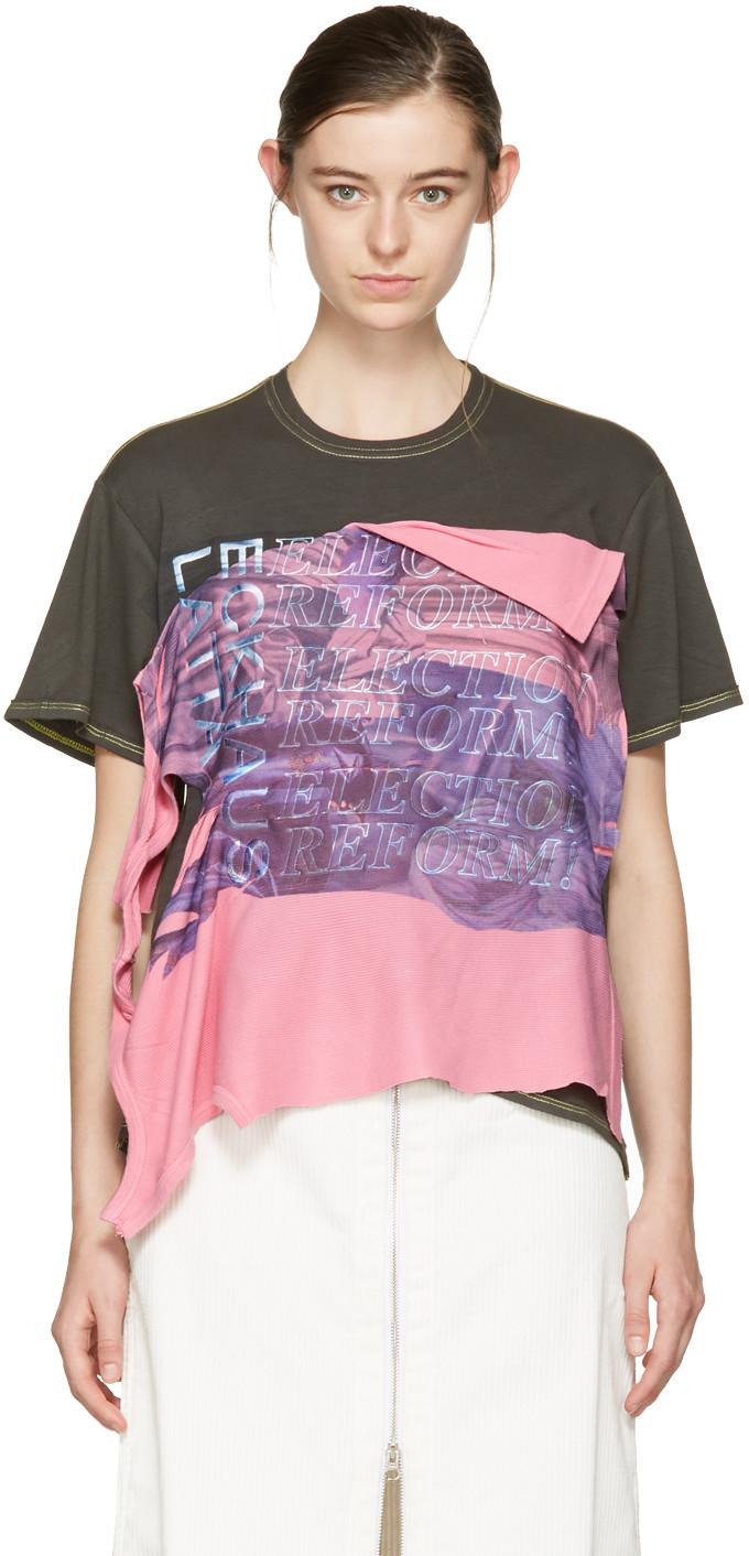Eckhaus Latta Pink & Green Reformation T-shirt | ModeSens