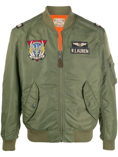 Polo Ralph Lauren Bomberjacke Mit Aufgestickten Abzeichen In Green