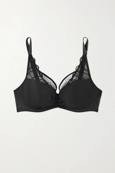 Maison Lejaby Jazz Lace-trimmed Stretch-jersey Underwired Bra In Black