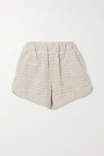 Lucy Folk Cabana Cotton-terry Shorts In Ecru