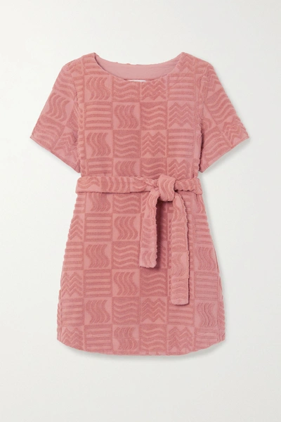 Lucy Folk Belted Cotton-terry Mini Dress In Antique Rose