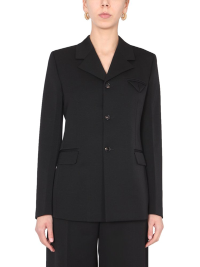 Bottega Veneta Single-breasted Wool Grain-de-poudre Jacket In Black