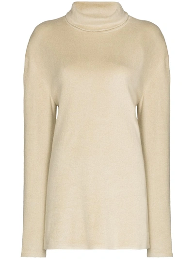Kwaidan Editions Brushed Knitted Turtleneck Sweater In Beige