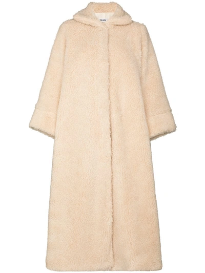 Bernadette Harrold Oversized Faux Shearling Coat In Beige