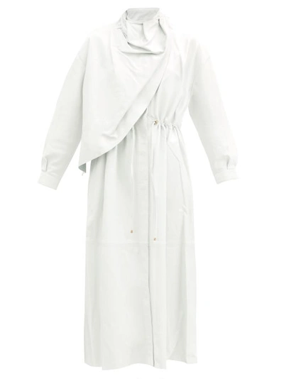 Dodo Bar Or Sitter Draped Leather Midi Dress In White