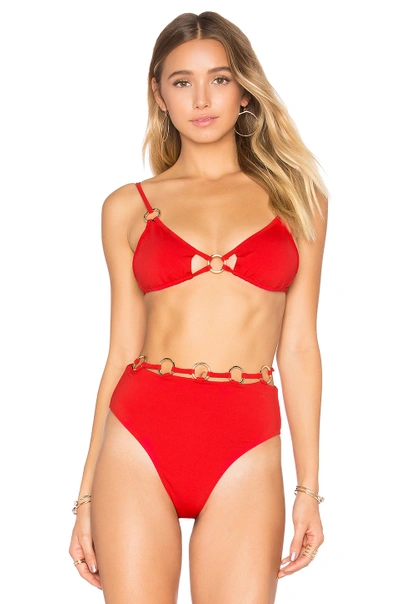 For Love & Lemons Mallorca Ring Triangle Top In Red