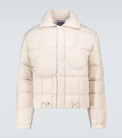 Erl Padded Drawstring-hem Cotton-canvas Bomber Jacket In White