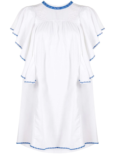 Isabel Marant Étoile Reyes Ruffled Embroidered Cotton Dress In White