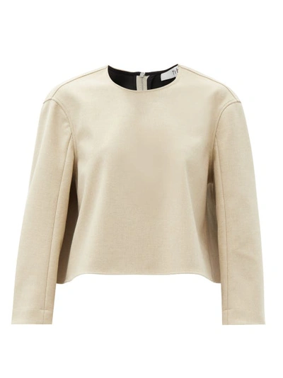 Tibi Featherweight Cashmere Open-sleeve Sweater In Butter Cream