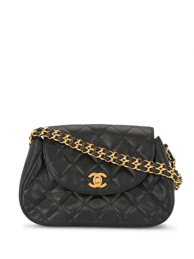 Pre-owned Chanel 1997 Cc Diamond-quilted Shoulder Bag In Black