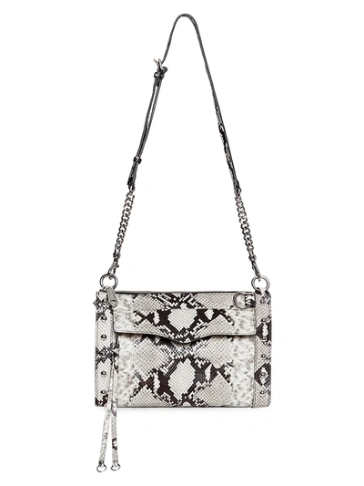 Rebecca Minkoff M.a.b. Studded Python-embossed Leather Crossbody Bag In Natural Python