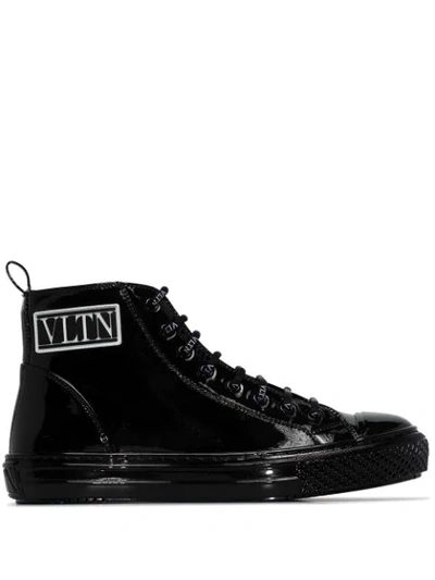 Valentino Garavani Black Giggies High Top Patent Leather Sneakers
